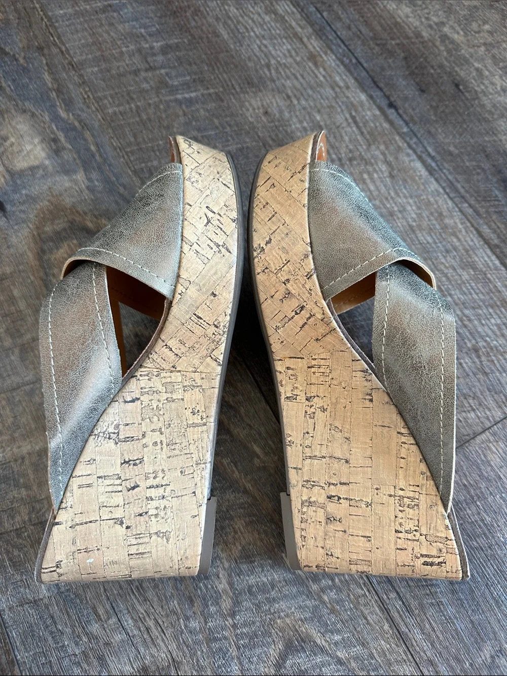 Sonoma Metallic Bronze Crisscross Cork Wedge Sandals